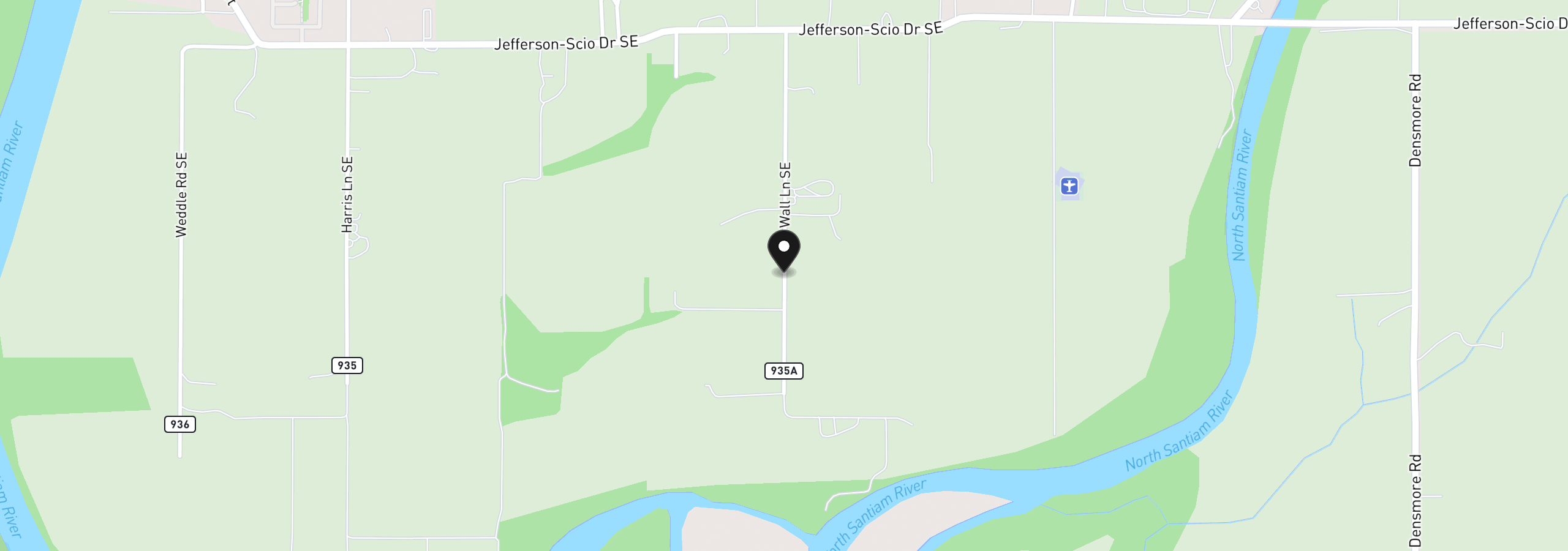Map showing the location of 0 Wall Ln, Jefferson, OR 97352