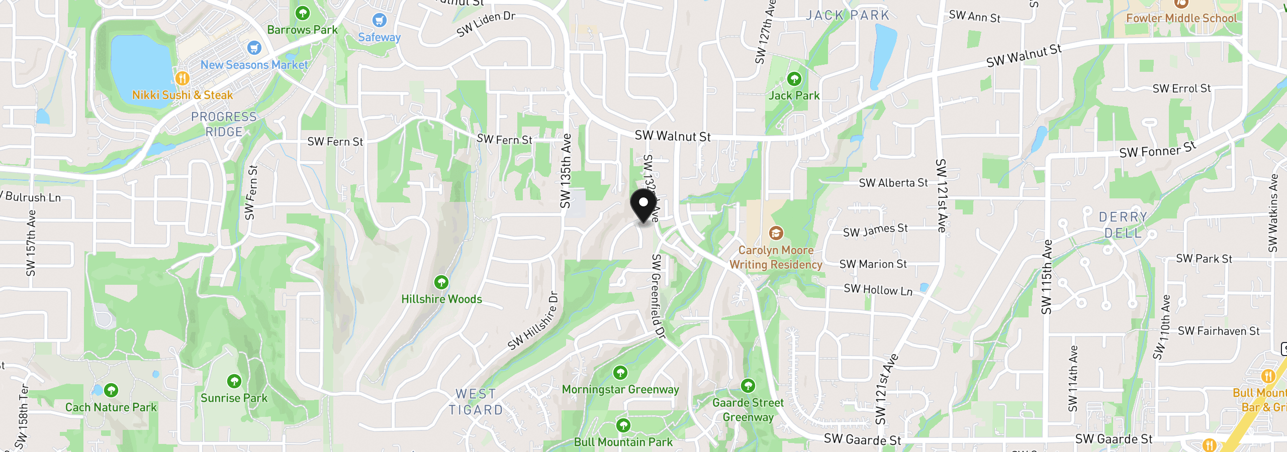 Map showing the location of 13006 SW Rockingham Dr, Portland, OR 97223
