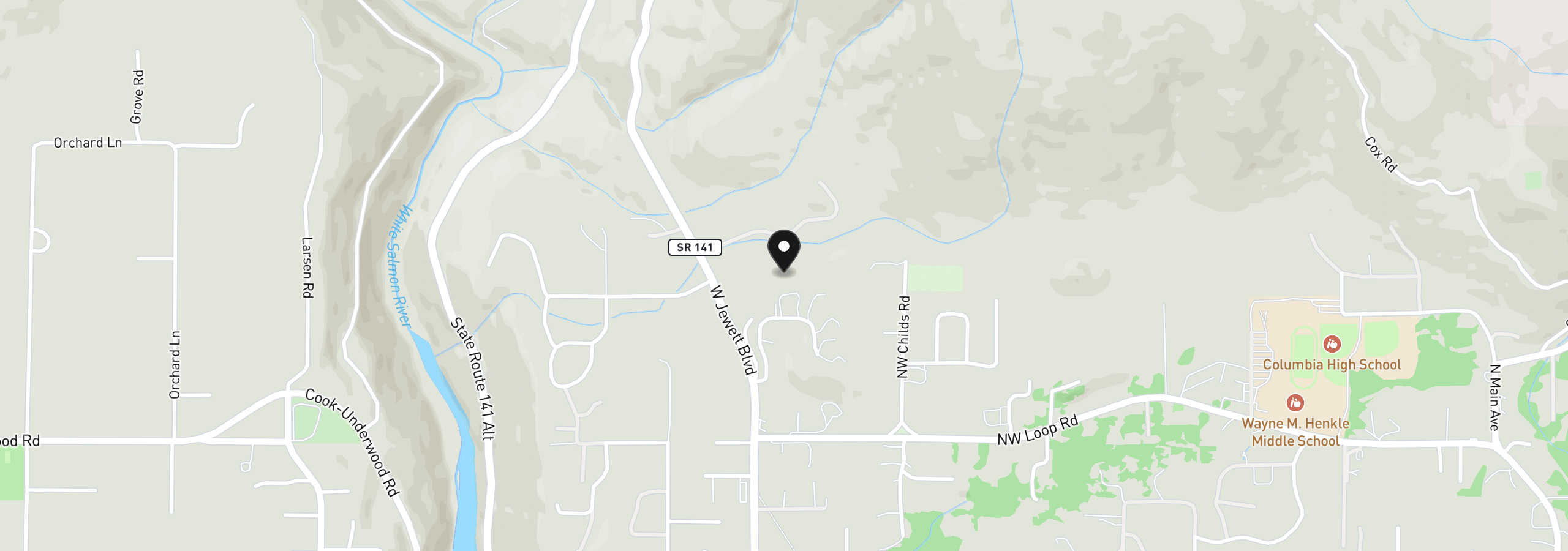Map showing the location of 201 NW Country Place Rd, White Salmon, Wa 98672