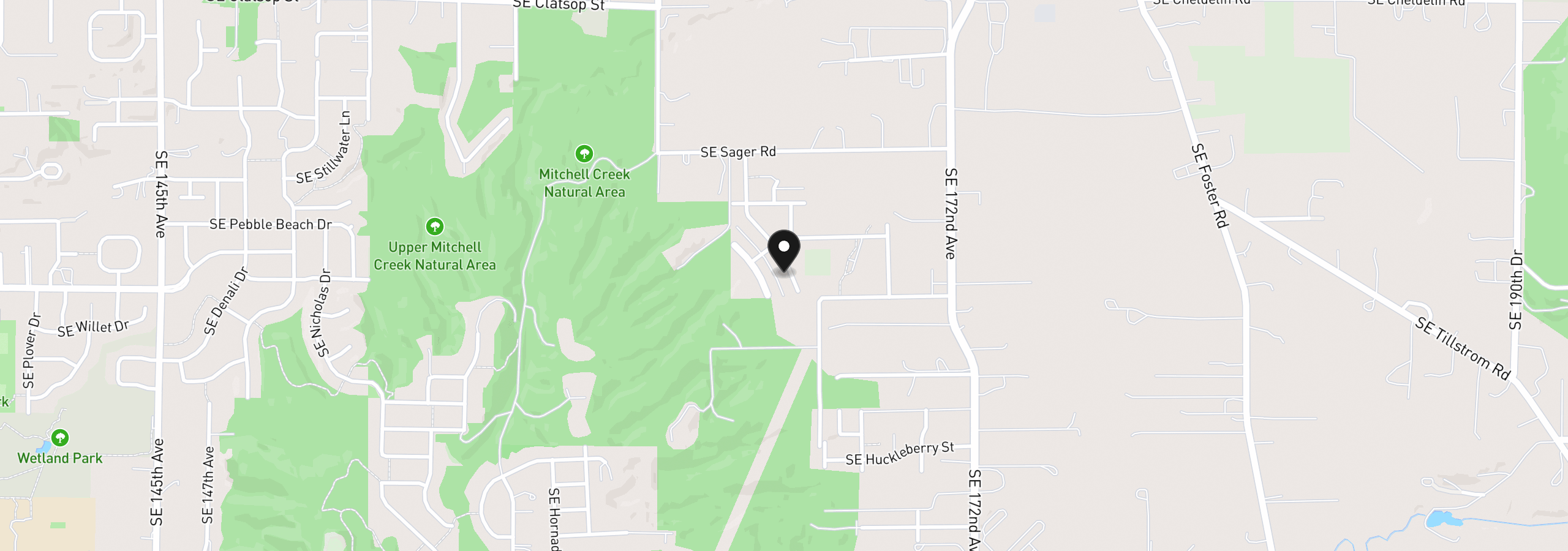 Map showing the location of 9301 SE Crystal Rose St, Happy Valley, OR 97086