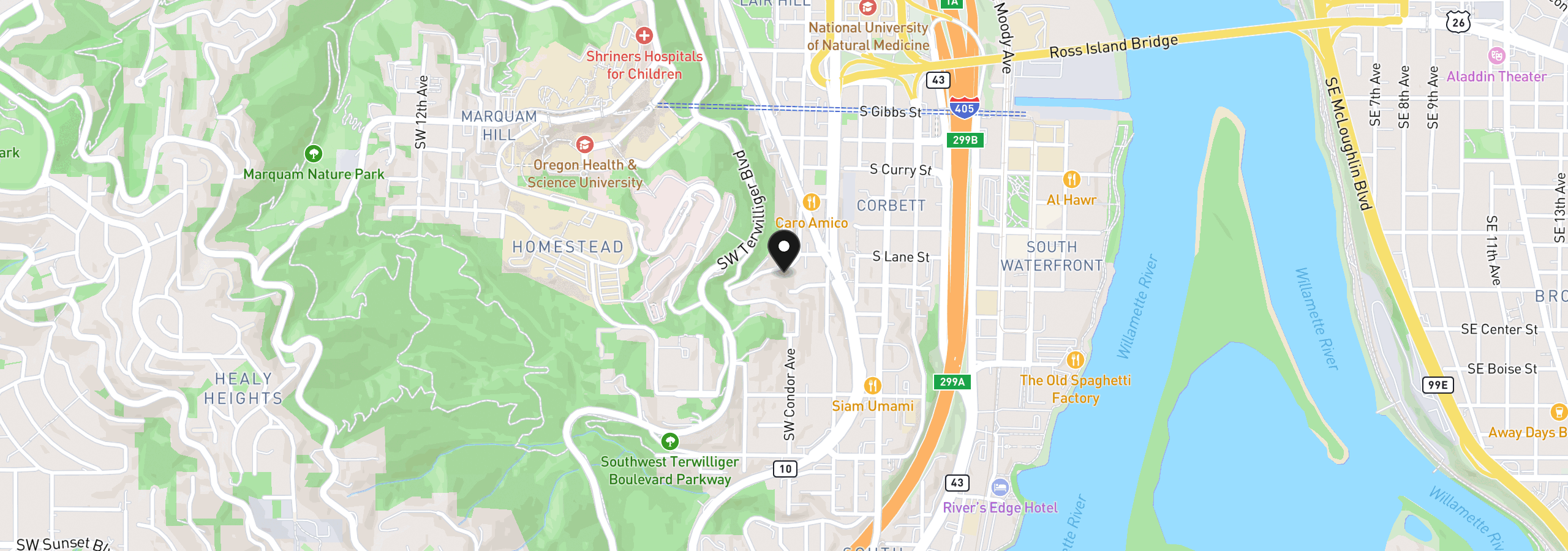 Map showing the location of SW Condor Ave, Portland, OR 97239