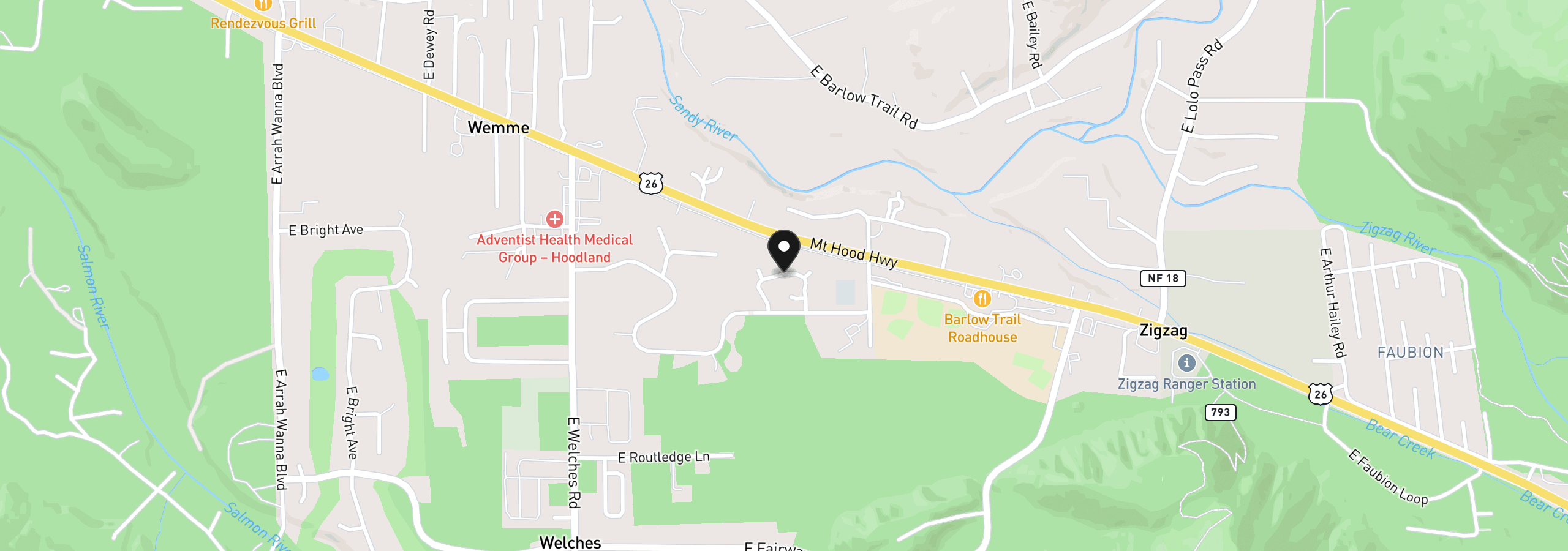 Map showing the location of 68943 E Cedar Hill Loop, Welches, OR 97067