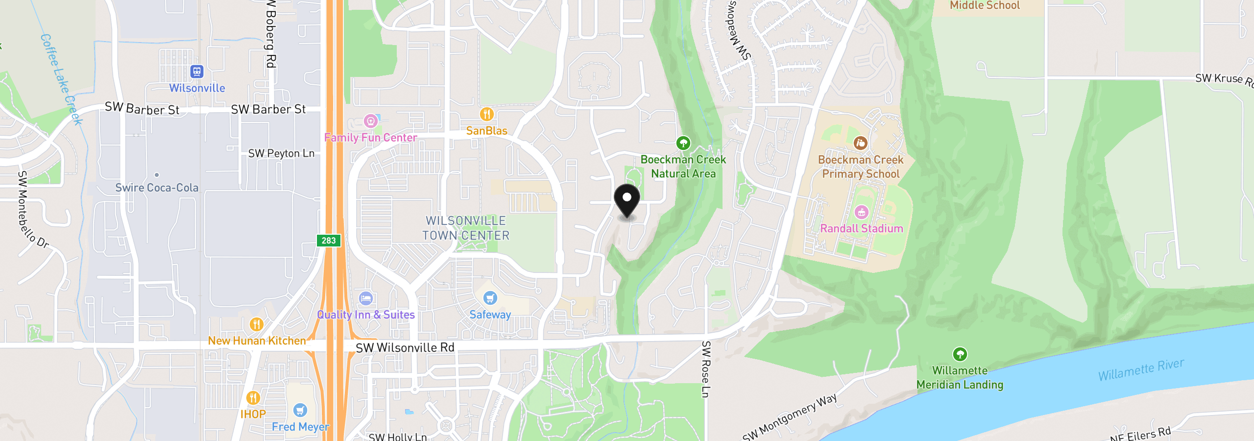 Map showing the location of 29480 SW Volley St, Wilsonville, OR 97070