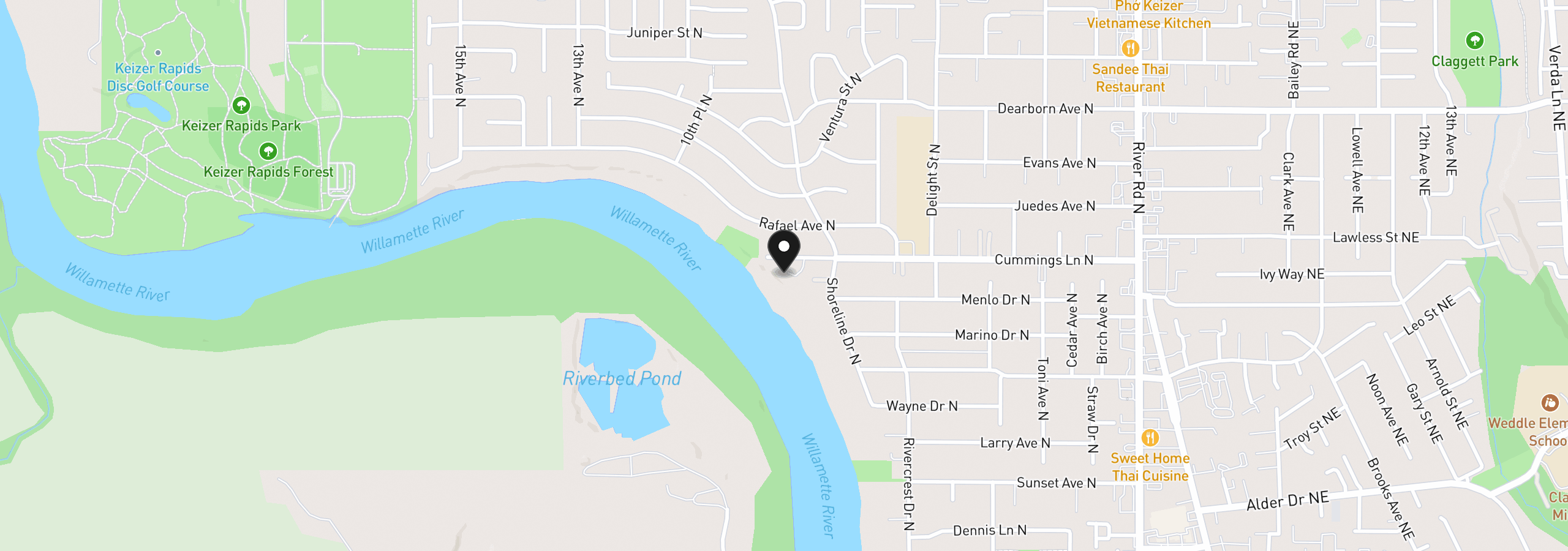 Map showing the location of 862 N Cummings Ln, Keizer, OR 97303