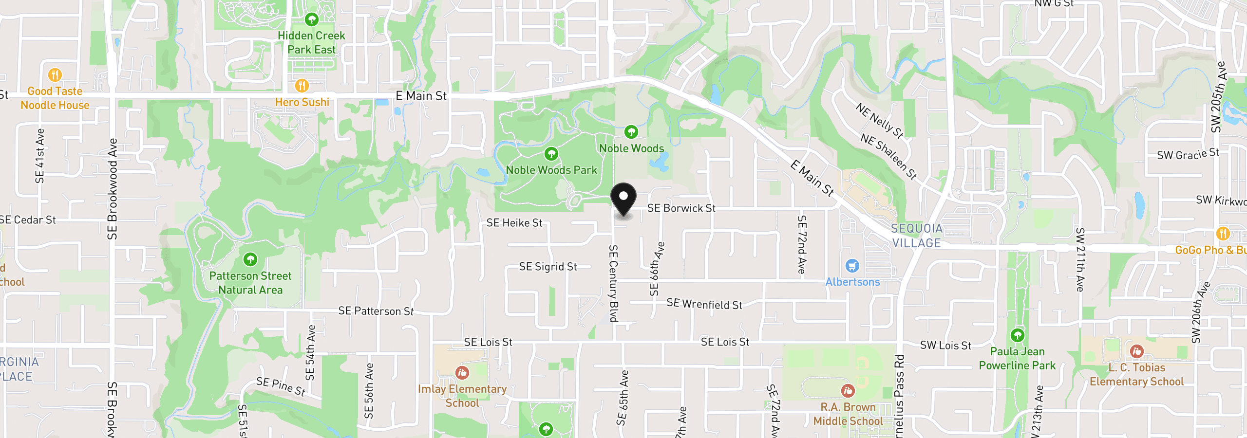 Map showing the location of 23080 SW Borwick Rd, Hillsboro, OR 97123