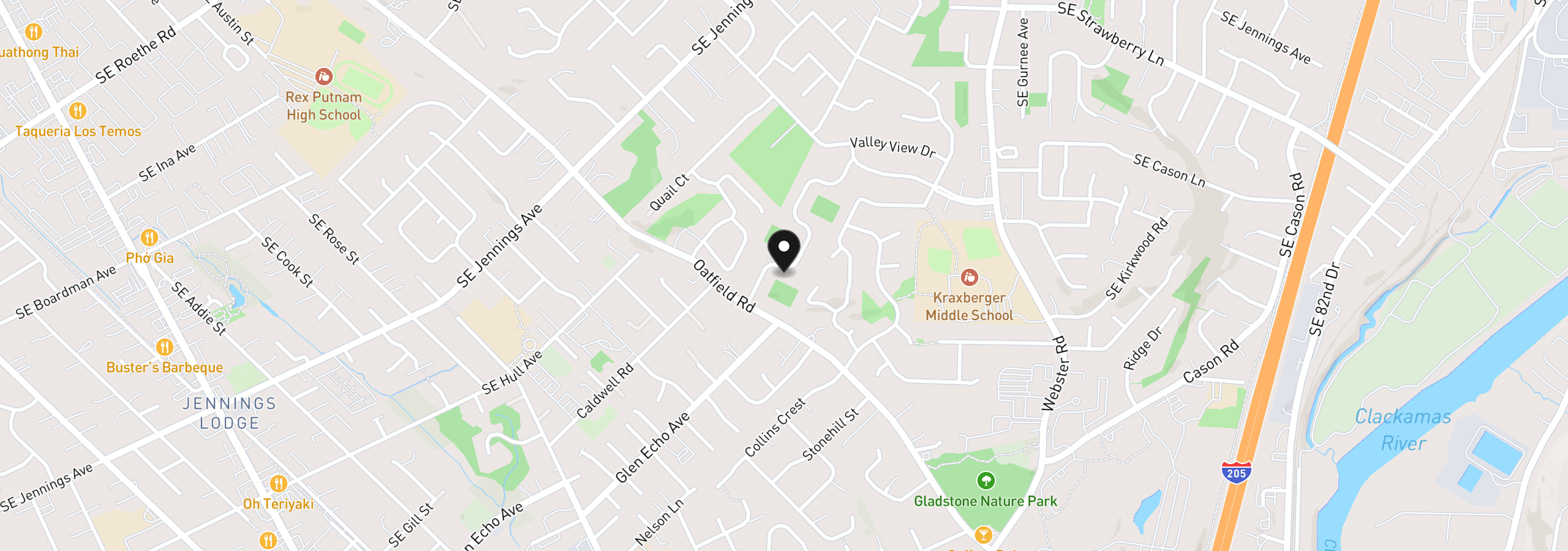 Map showing the location of 6640 Parkway Dr, Gladstone, OR 97027