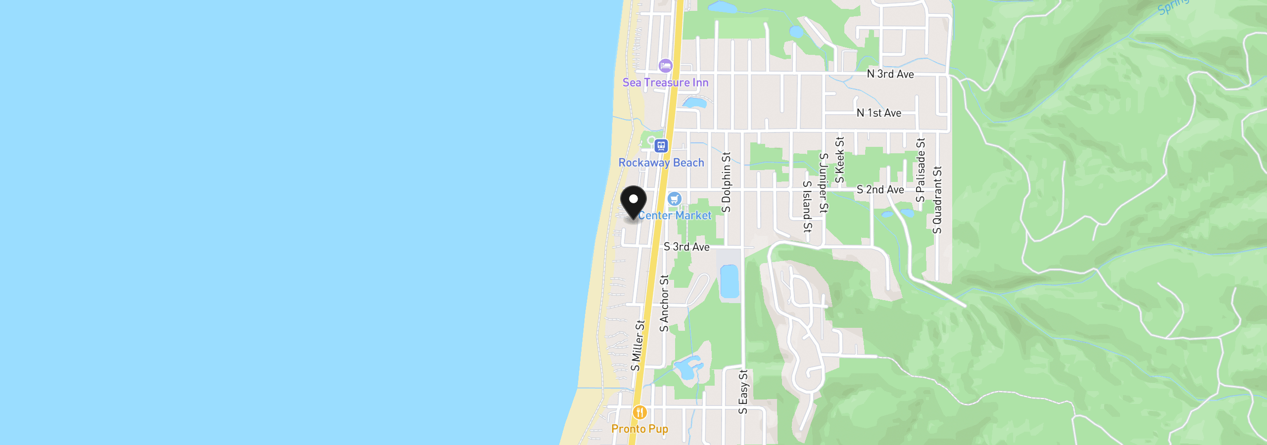 Map showing the location of 259 S Pacific St 16, Rockaway Beach, OR 97136