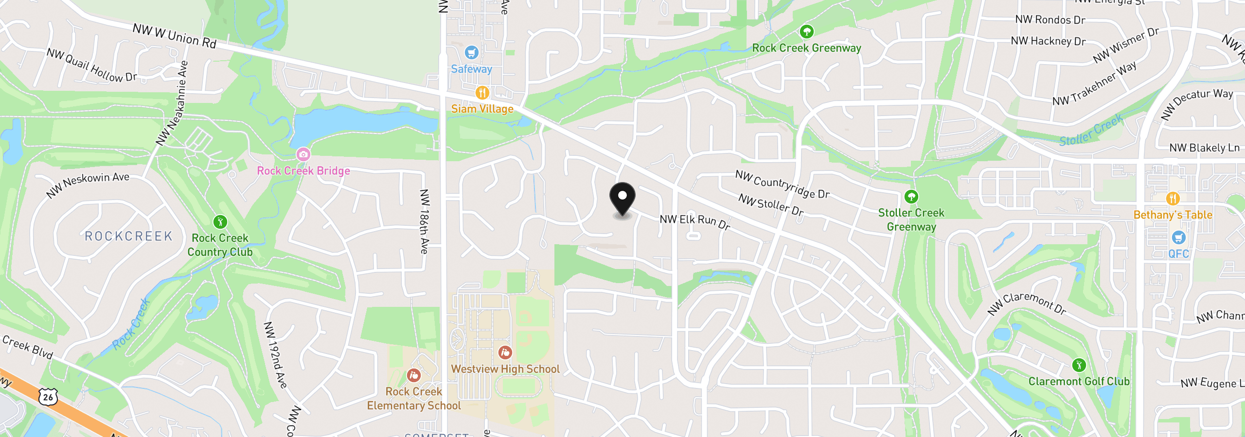 Map showing the location of 4780 NW 177th Pl, Portland, OR 97229