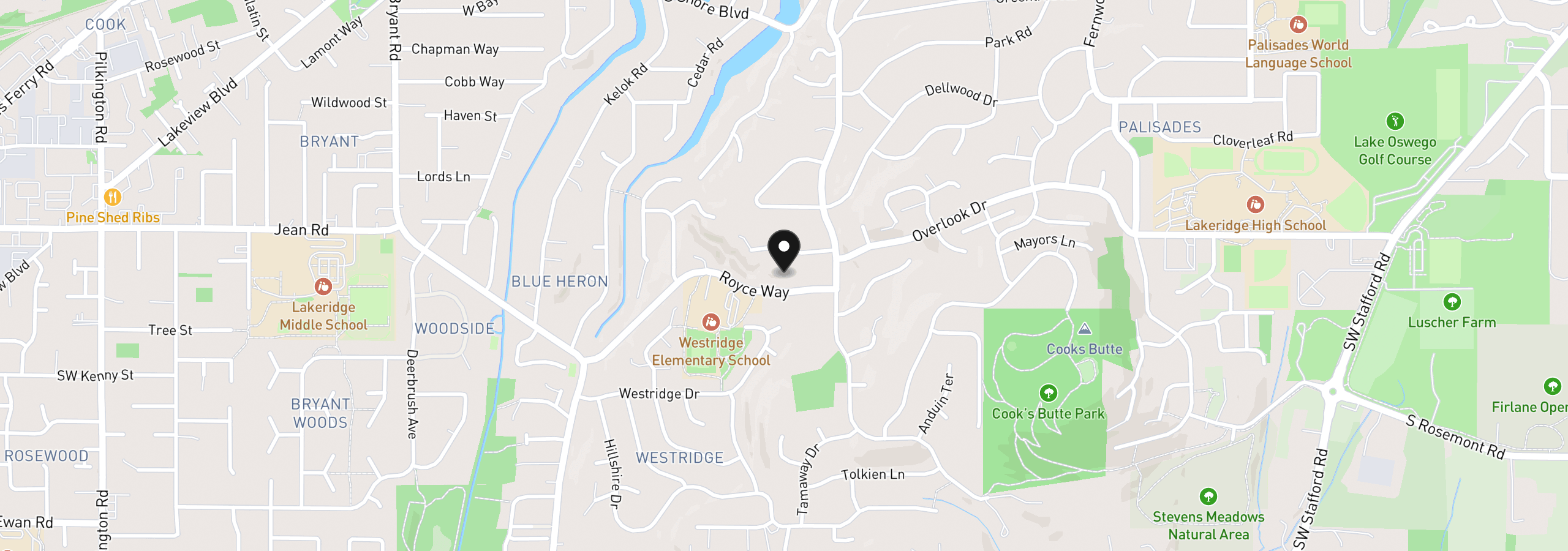 Map showing the location of 3141 Royce Way, Lake Oswego, OR 97034