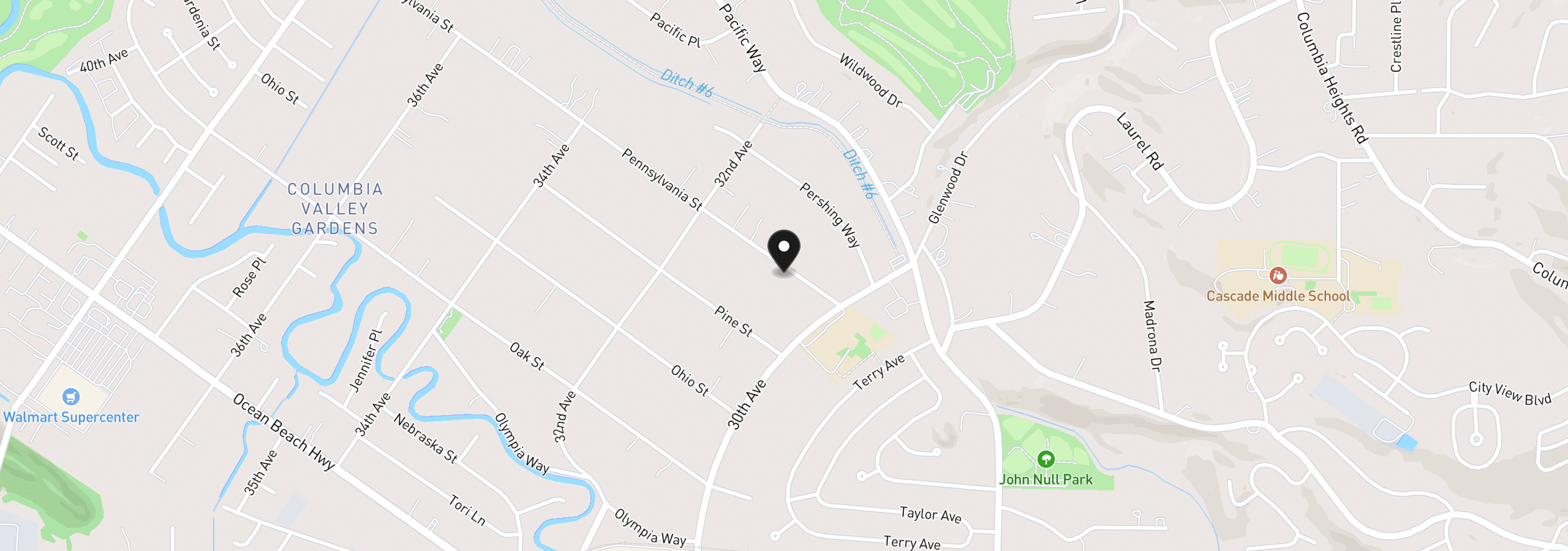 Map showing the location of 3057 Pennsylvania St, Longview, Wa 98632