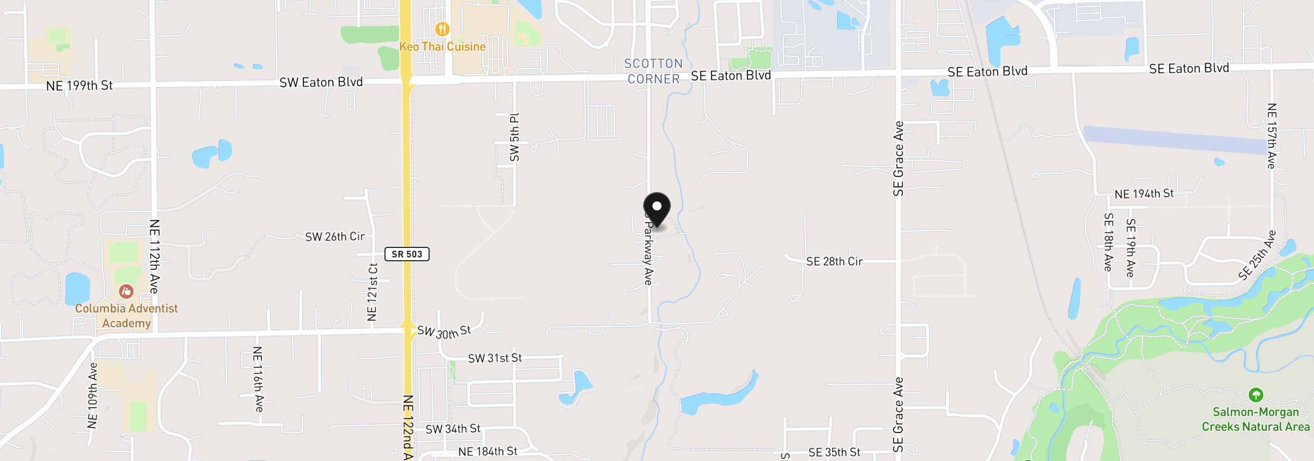 Map showing the location of S Parkway Ave, Battle Ground, Wa 98604
