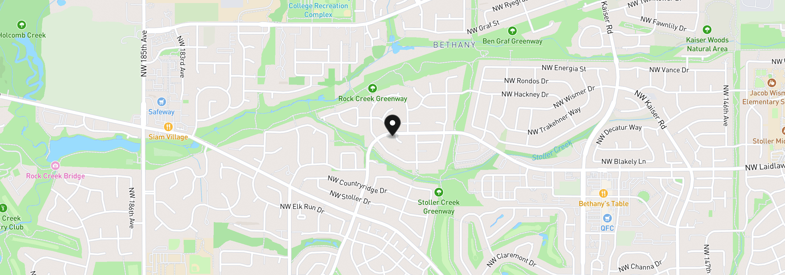Map showing the location of 5235 NW 168th Pl, Portland, OR 97229
