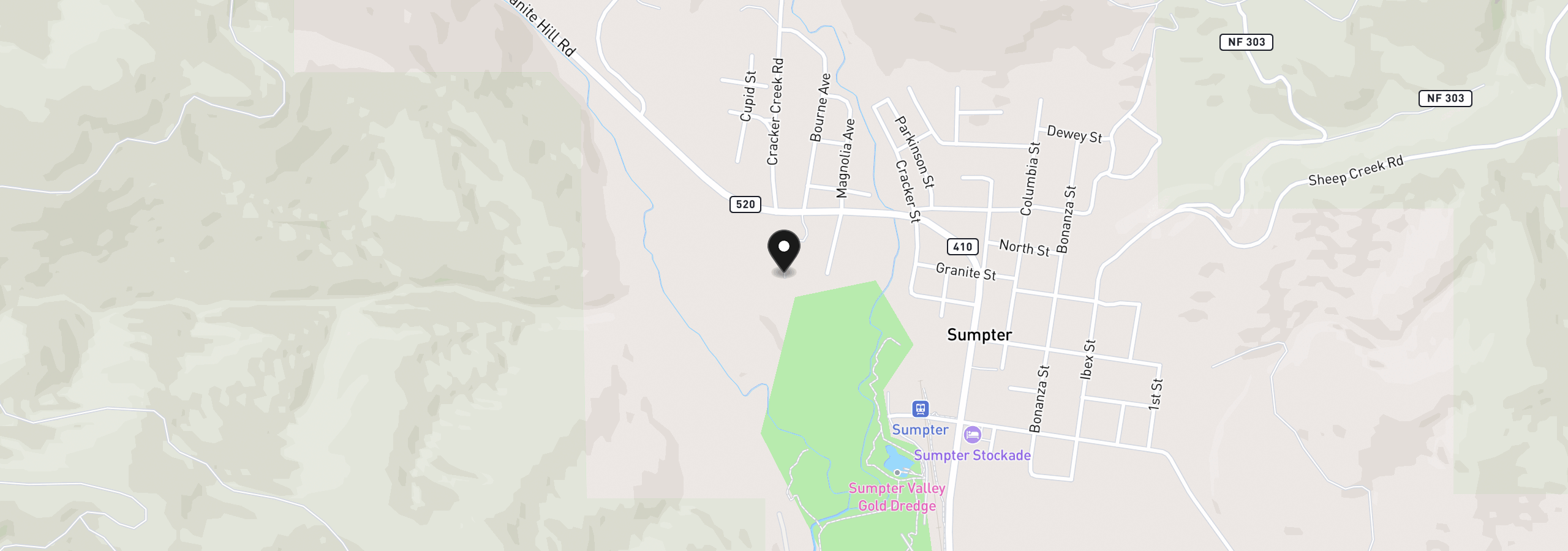 Map showing the location of Sumpter St, Sumpter, OR 97877