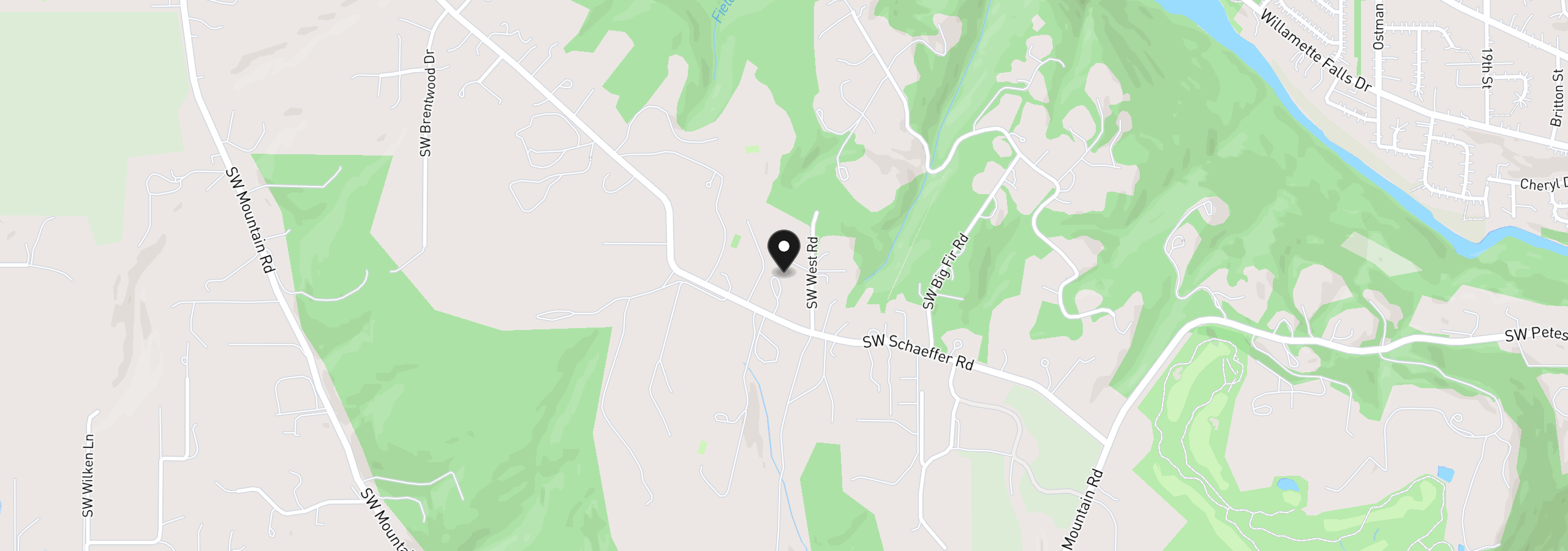 Map showing the location of 1095 SW Schaeffer Rd, West Linn, OR 97068