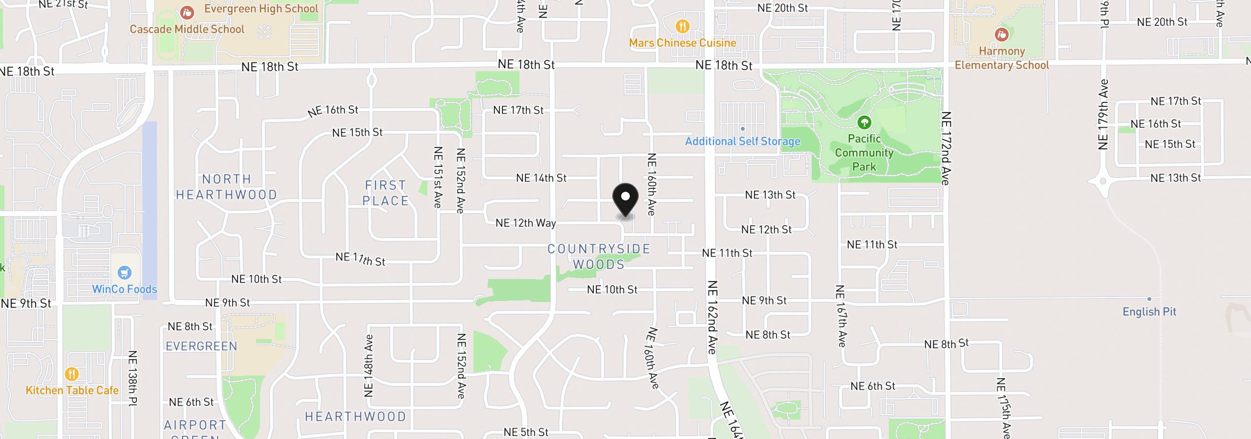 Map showing the location of 15720 NE 12th Way, Vancouver, Wa 98684