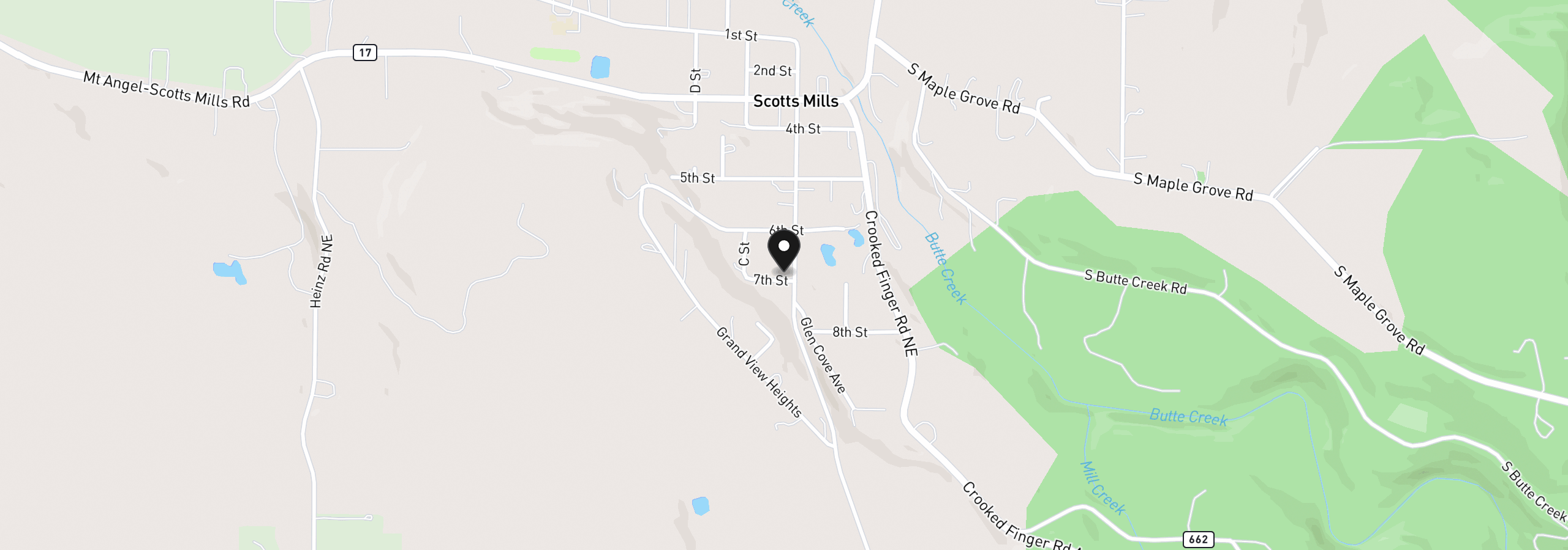 Map showing the location of 698 Grandview Ave, Scotts Mills, OR 97375