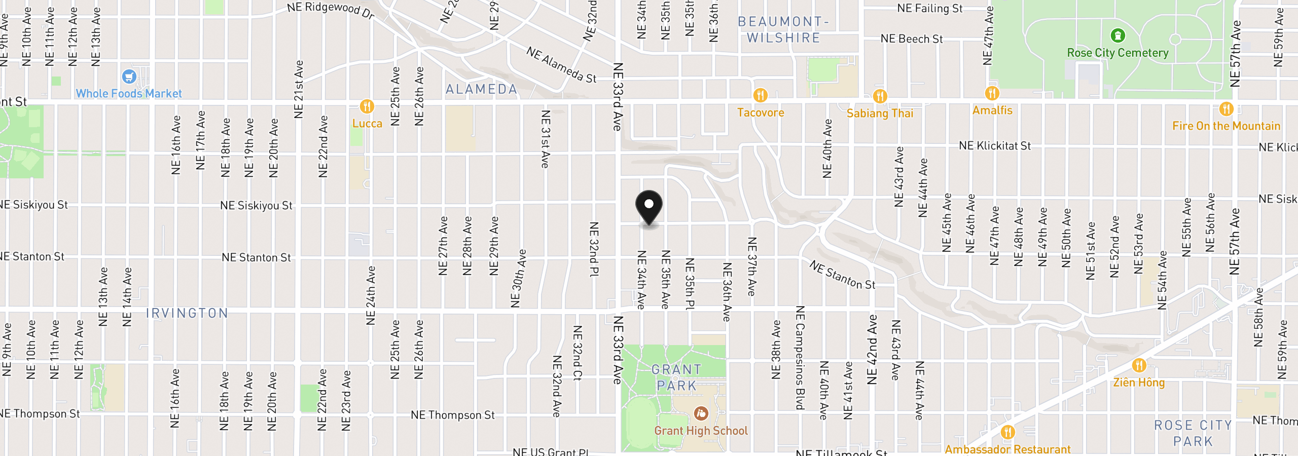 Map showing the location of 2956 NE 34th Ave, Portland, OR 97212