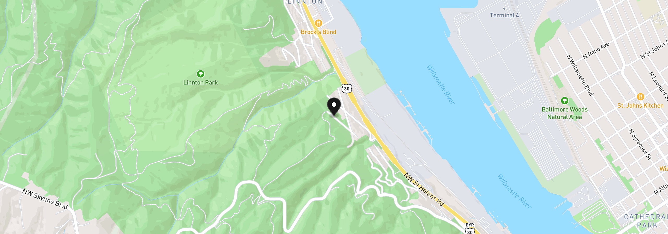 Map showing the location of NW Mackay Ave, Portland, OR 97231