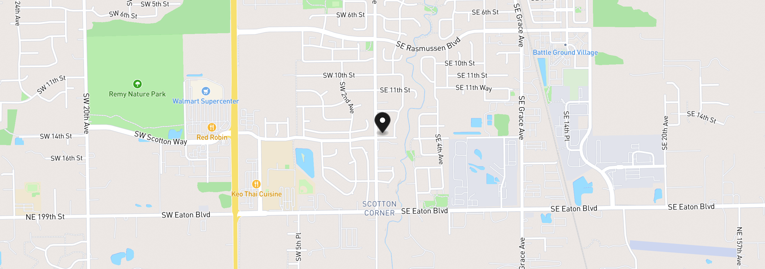 Map showing the location of 20 SE Scotton Way, Battle Ground, Wa 98604