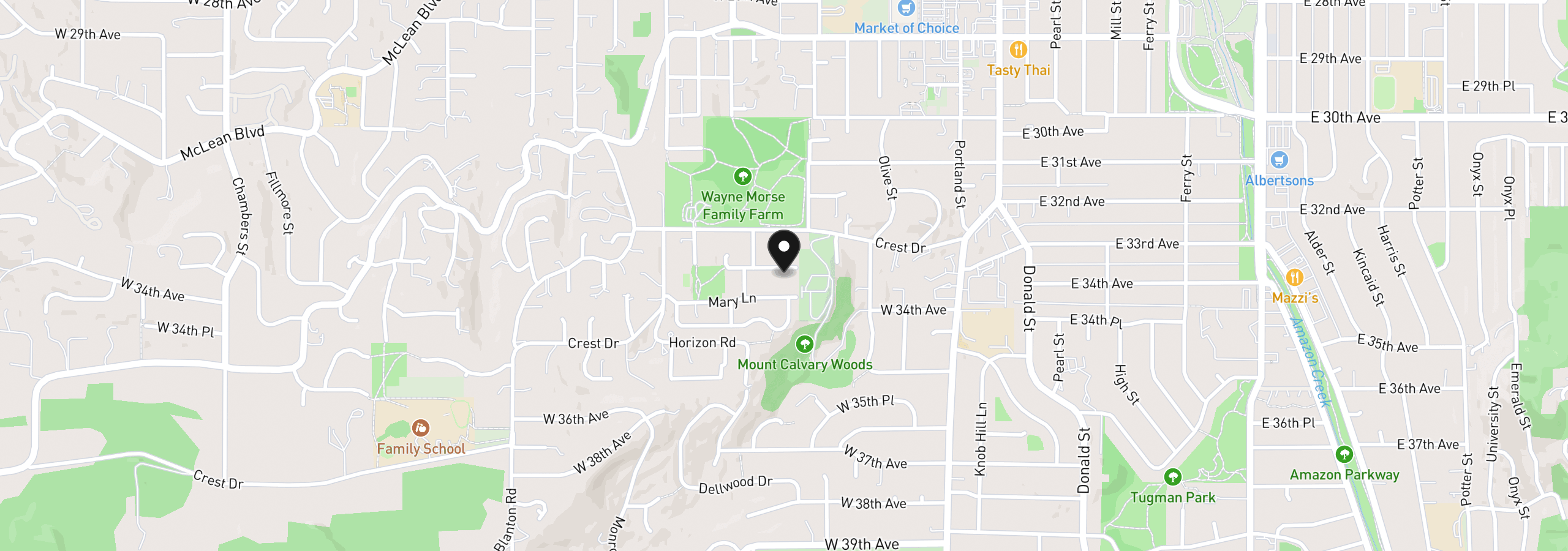 Map showing the location of 350 Loma Linda Ln, Eugene, OR 97405