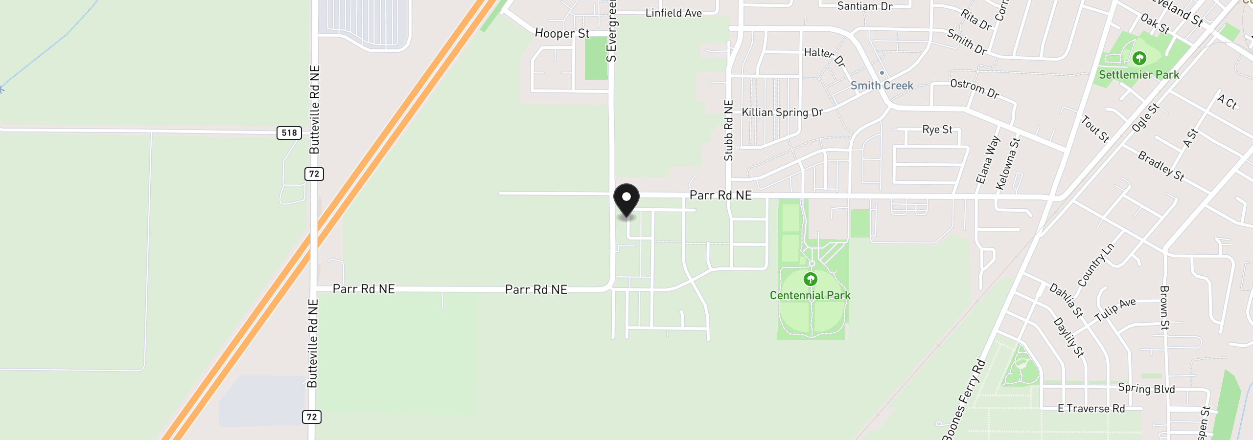 Map showing the location of 1045 Drake Ln Hs21, Woodburn, OR 97071