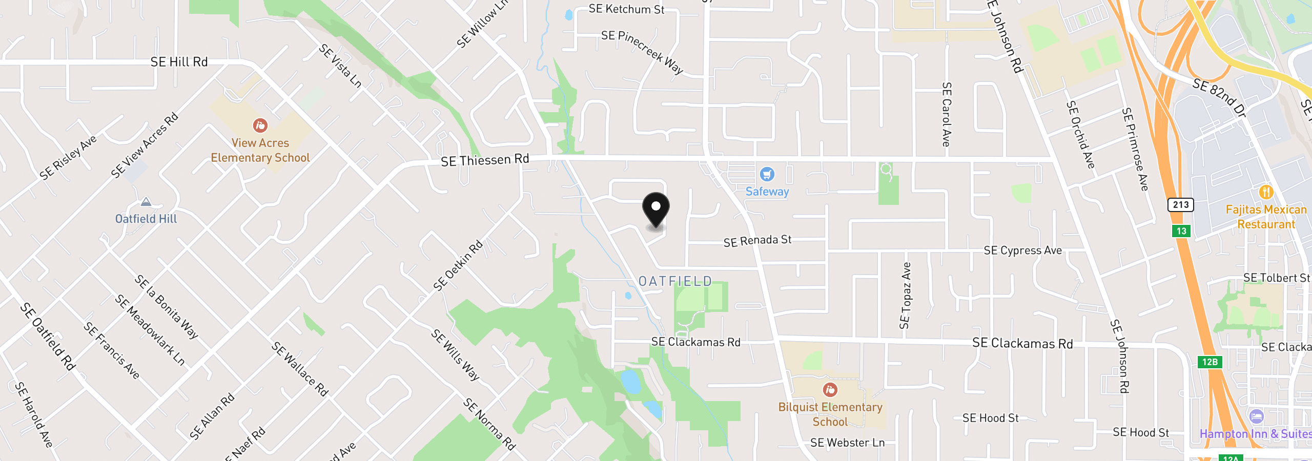 Map showing the location of 15065 SE Brightwood Ave, Milwaukie, OR 97267