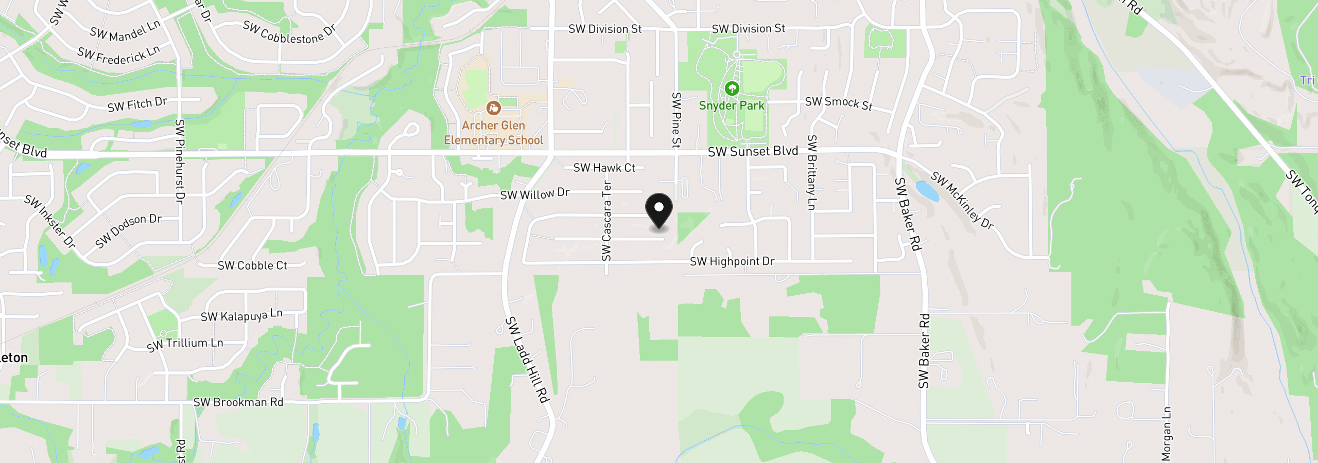 Map showing the location of 15587 SW Oriole Ct, Sherwood, OR 97140