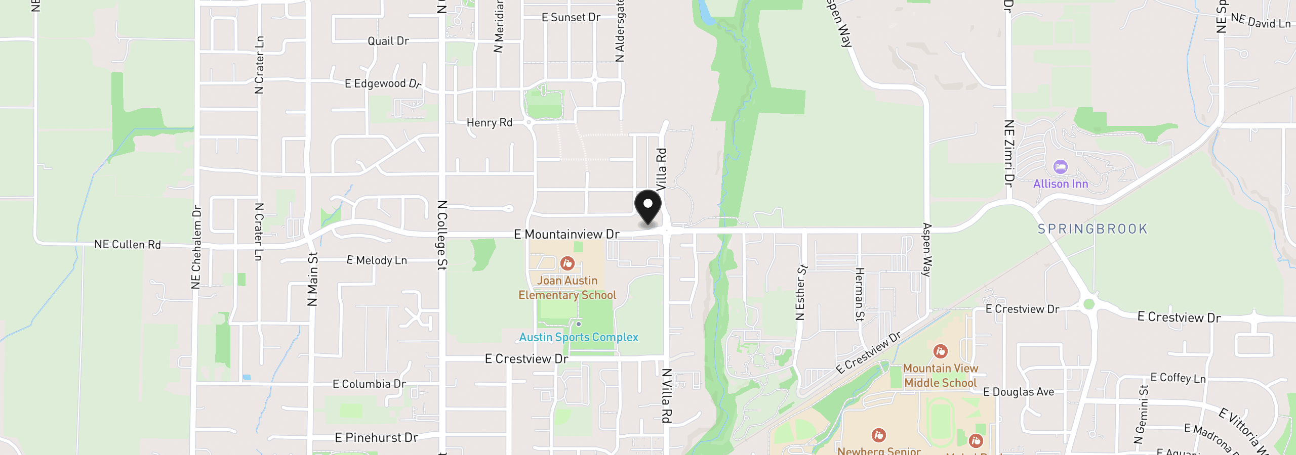 Map showing the location of 1330 E Canto St, Newberg, OR 97132
