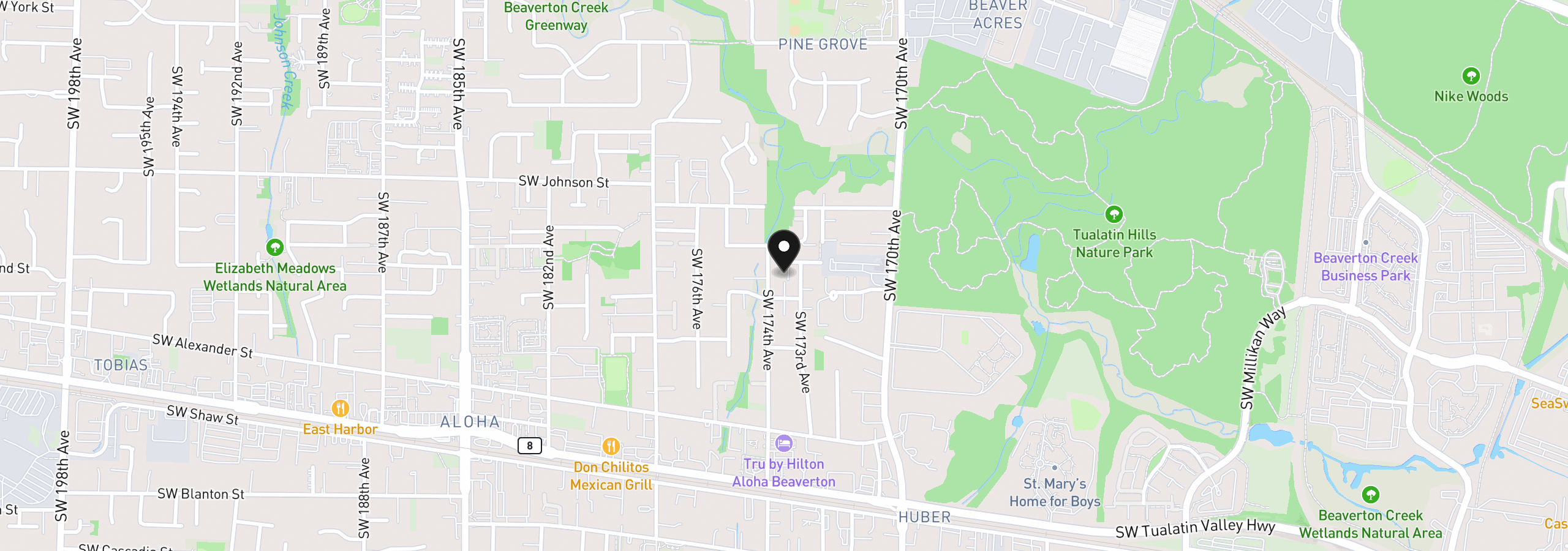 Map showing the location of 3029 SW Sherman Pl, Beaverton, OR 97003