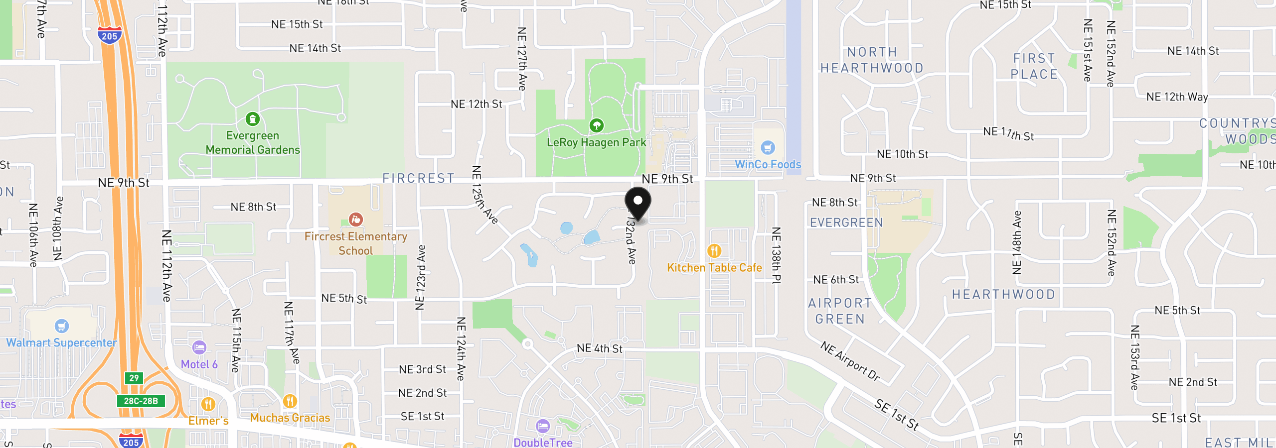 Map showing the location of 721 NE 132nd Ave, Vancouver, Wa 98684