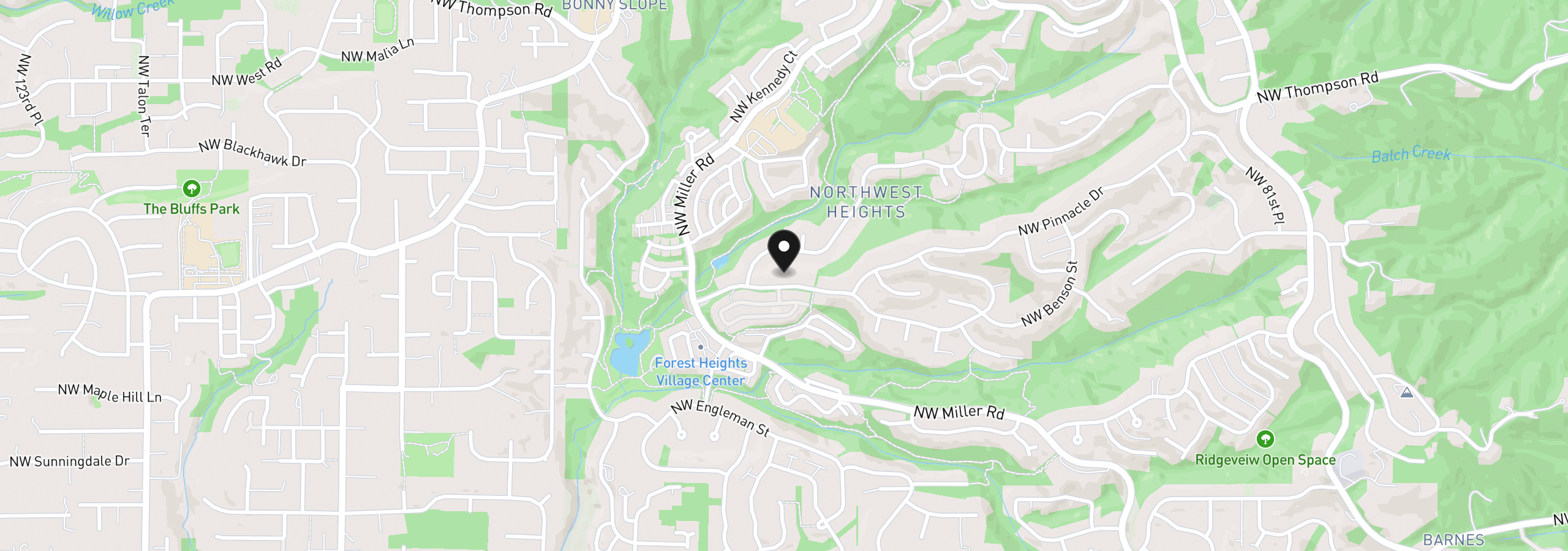 Map showing the location of 9731 NW Bartholomew Dr, Portland, OR 97229