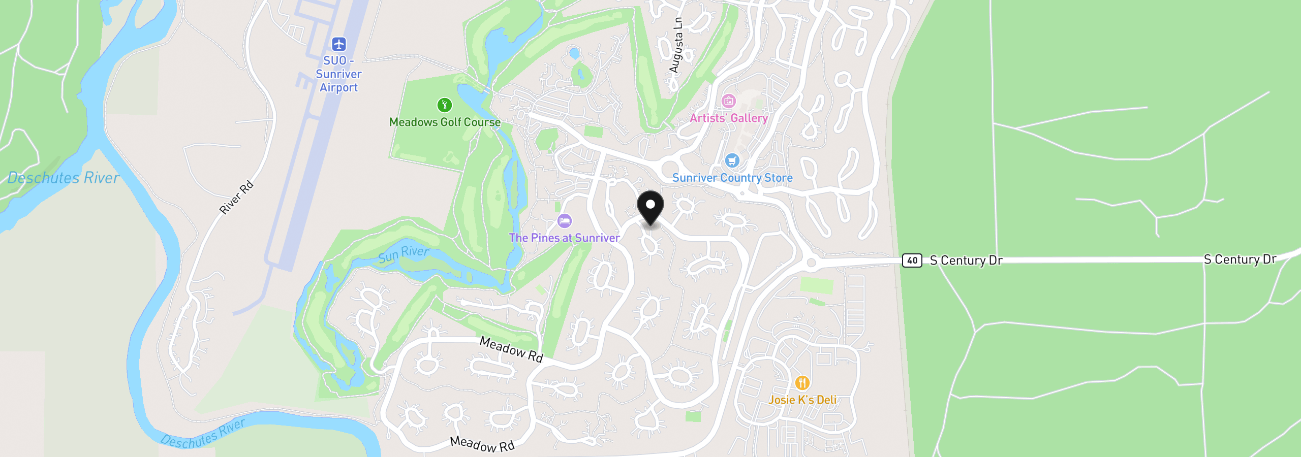 Map showing the location of 56992 Fawn Ln, Sunriver, OR 97707