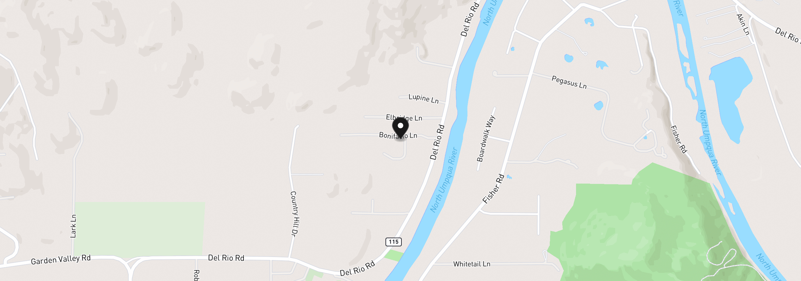 Map showing the location of 242 Bonifacio Ln, Roseburg, OR 97471