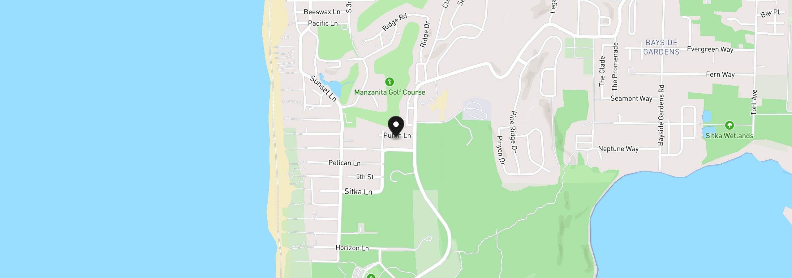 Map showing the location of 000 Puffin Ln, Manzanita, OR 97130