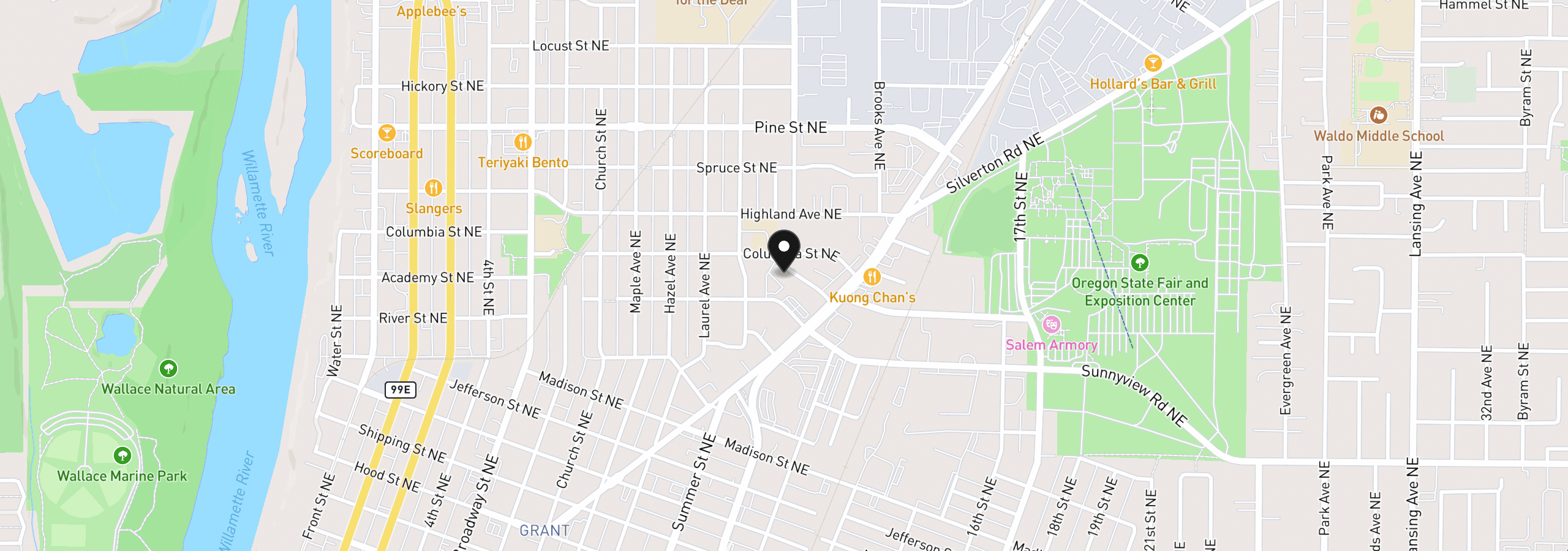 Map showing the location of 1090 Donna Ave, Salem, OR 97301