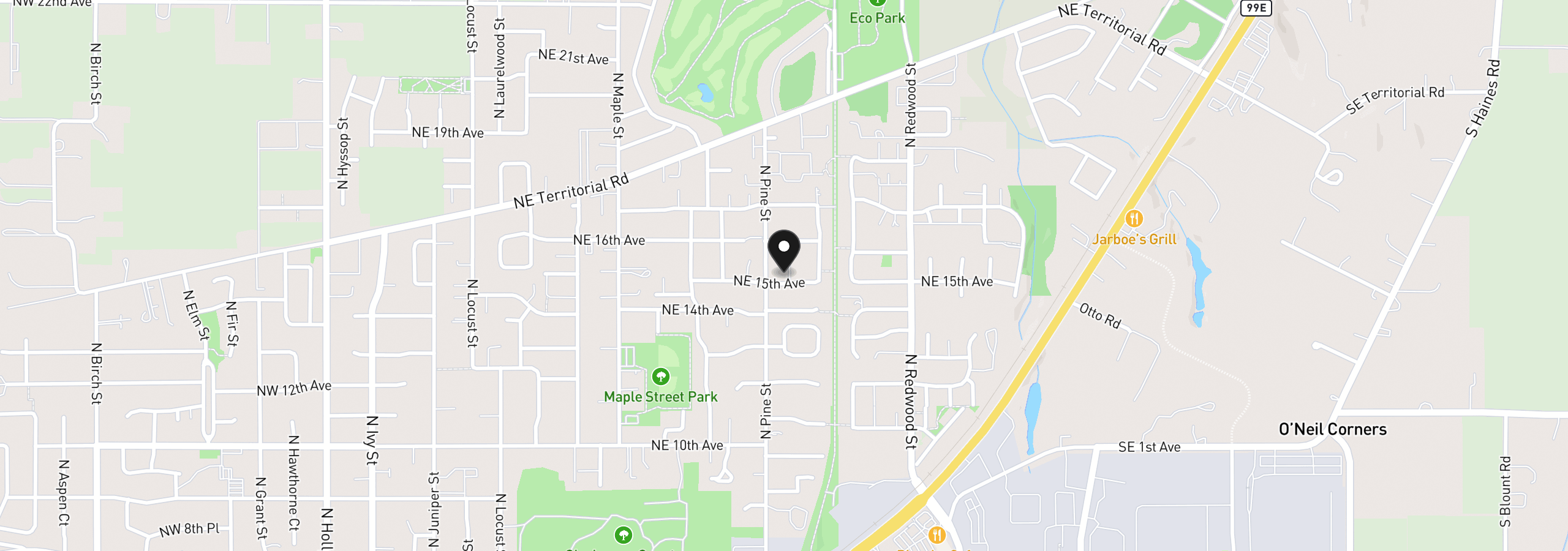 Map showing the location of 1110 NE 15th Ave, Canby, OR 97013