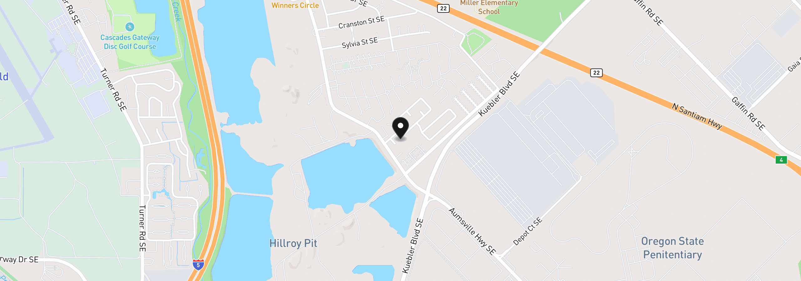 Map showing the location of 4318 Essex St SE, Salem, OR 97317