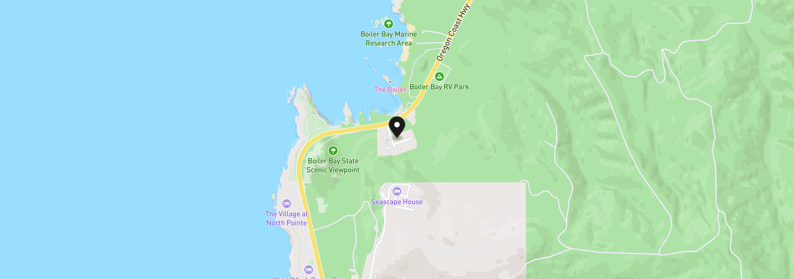 Map showing the location of 75 Boiler Bay St, Depoe Bay, OR 97341