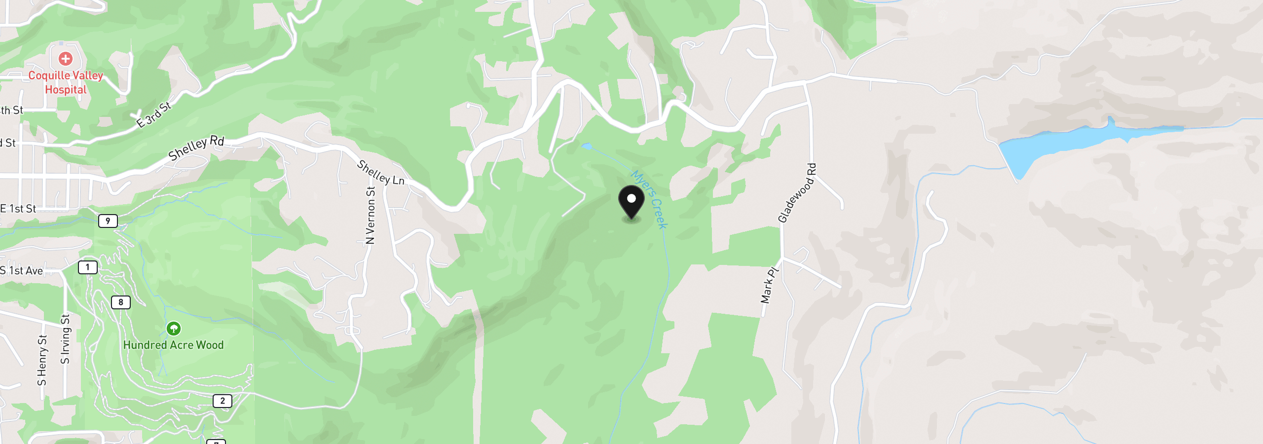Map showing the location of 0 Shelley Rd, Coquille, OR 97423