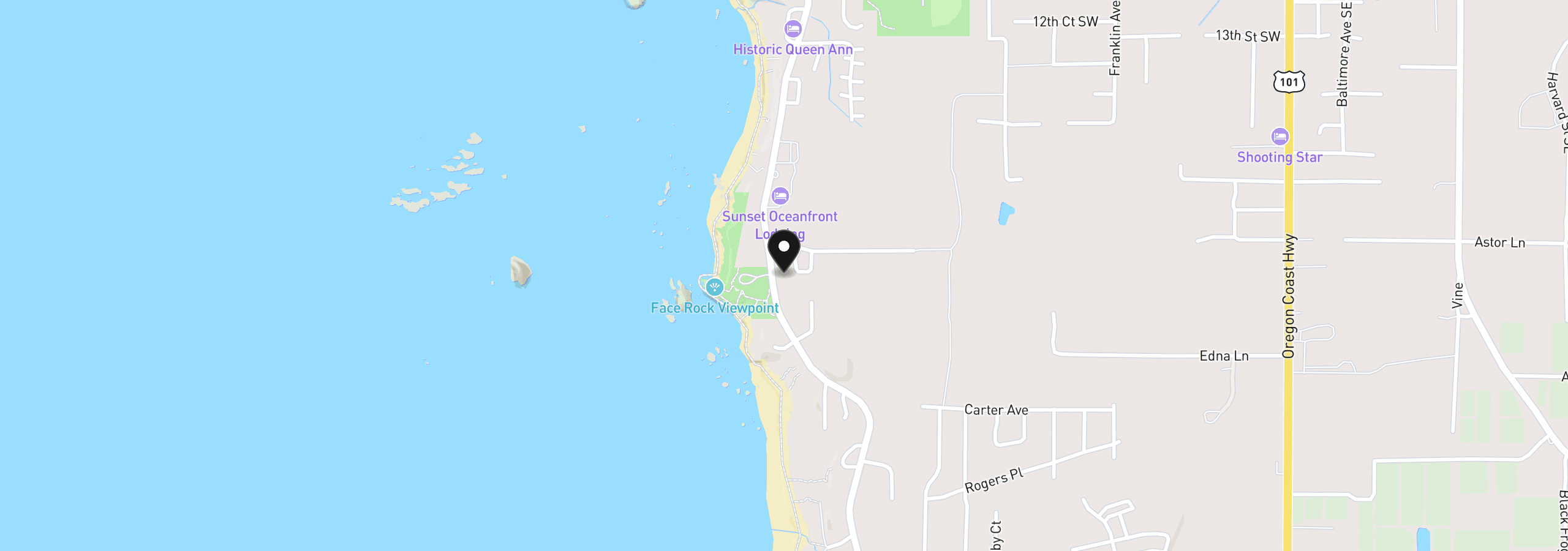 Map showing the location of 2131 Beach Loop Drive, Bandon, OR 97411