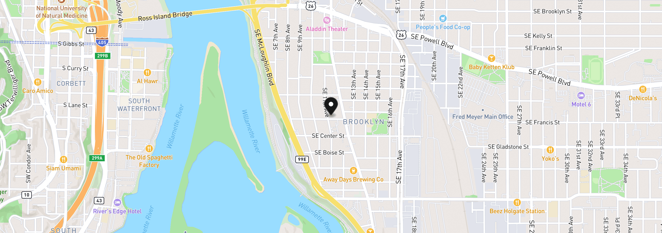 Map showing the location of 3786 SE 11th Ave, Portland, OR 97202