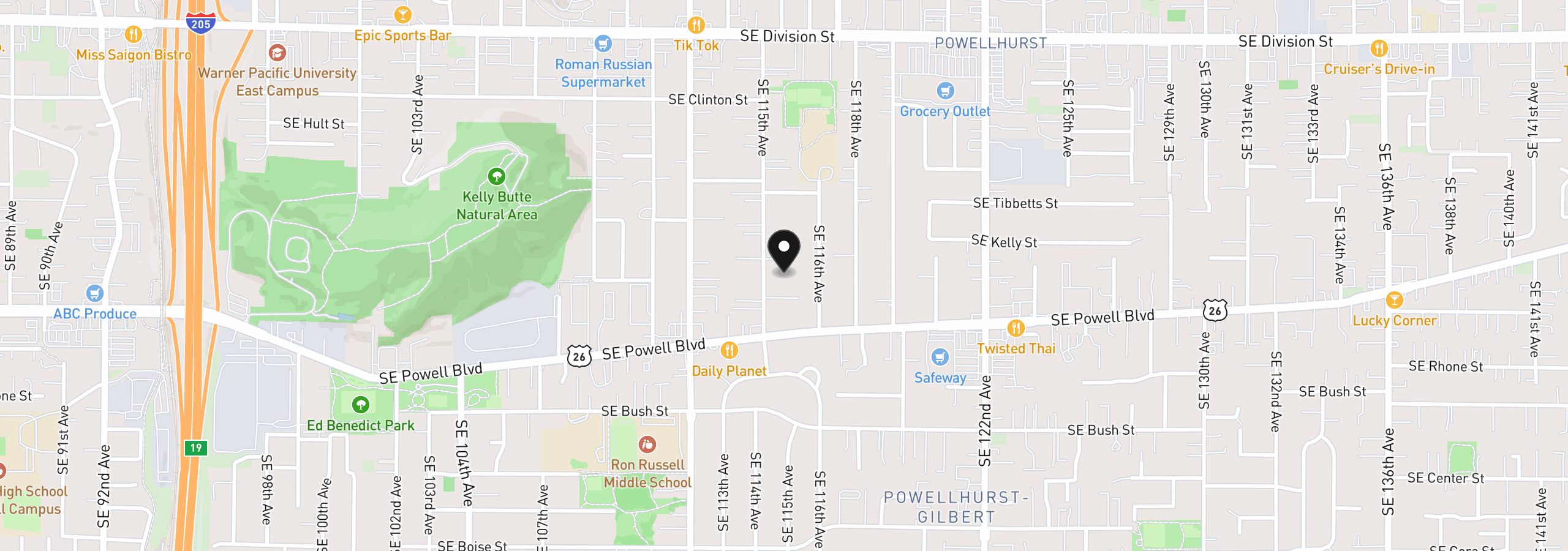 Map showing the location of 3272 SE 115th Ave, Portland, OR 97266