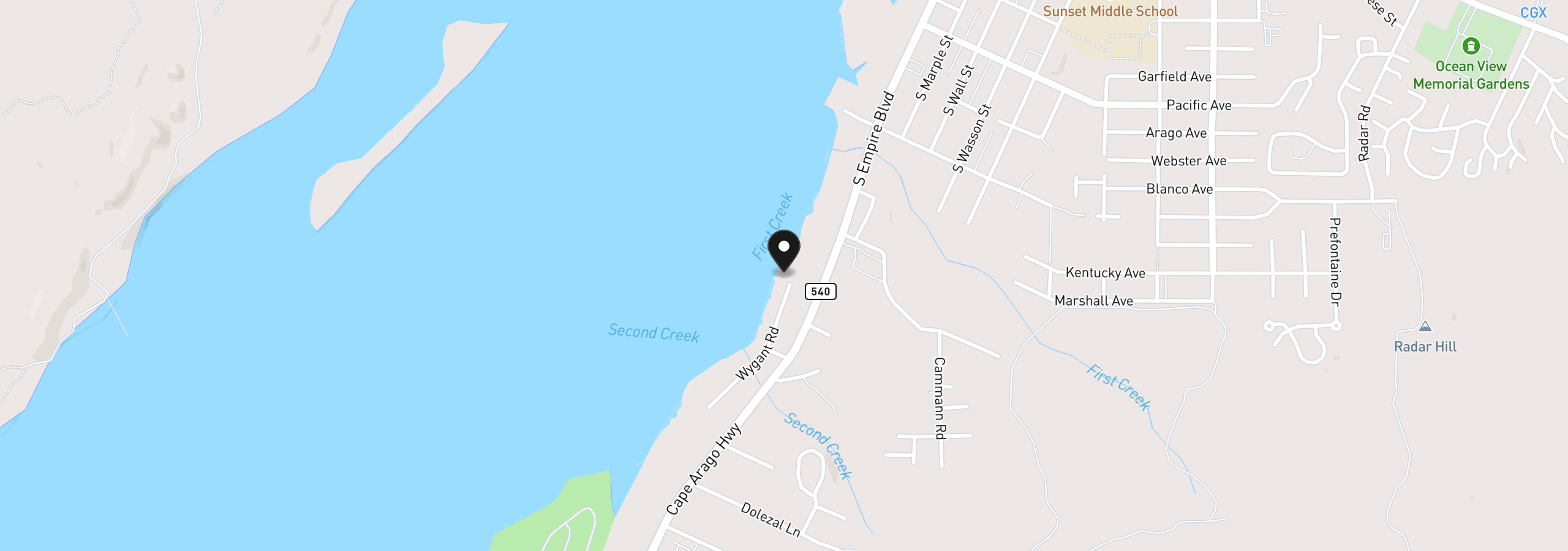 Map showing the location of 64776 Wygant Rd, Coos Bay, OR 97420