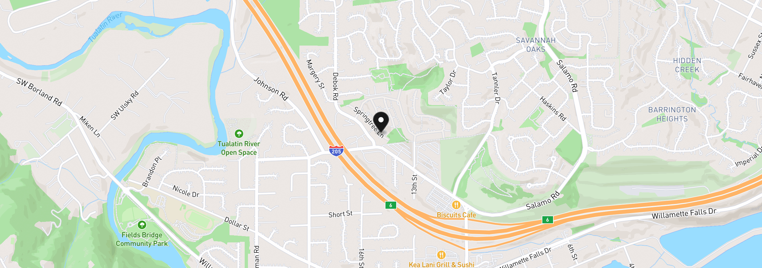 Map showing the location of 850 Springtree Ln, West Linn, OR 97068
