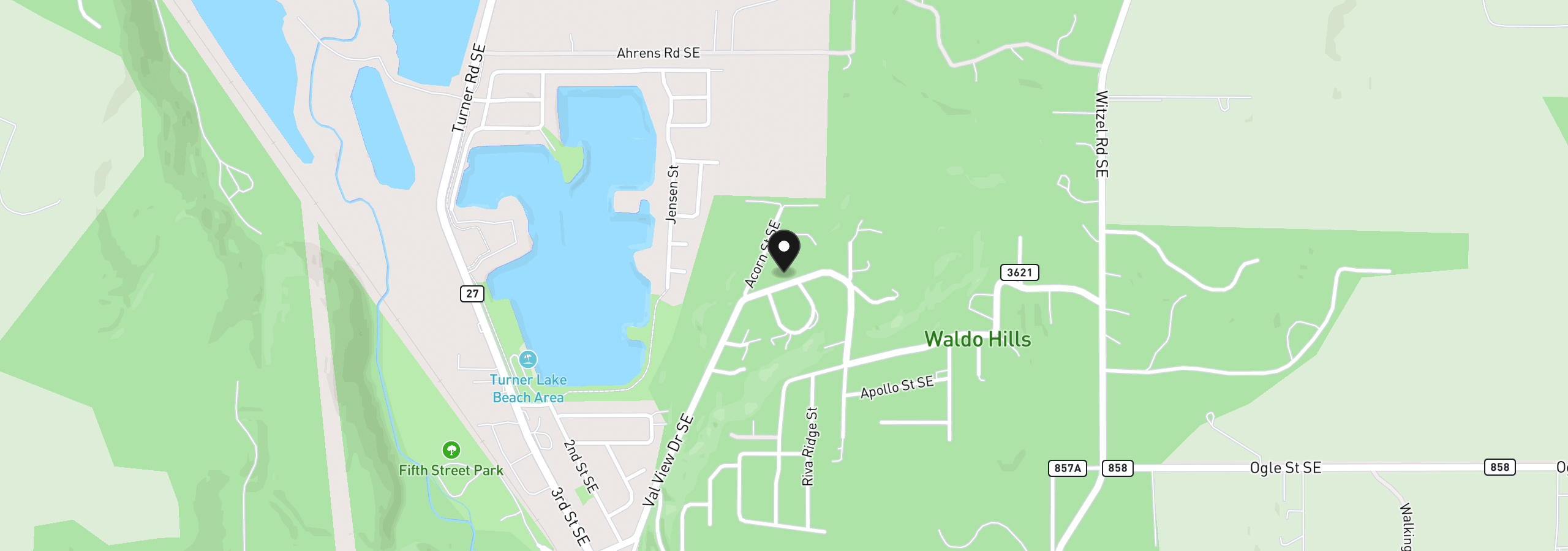 Map showing the location of 5425 Val View Dr, Turner, OR 97392