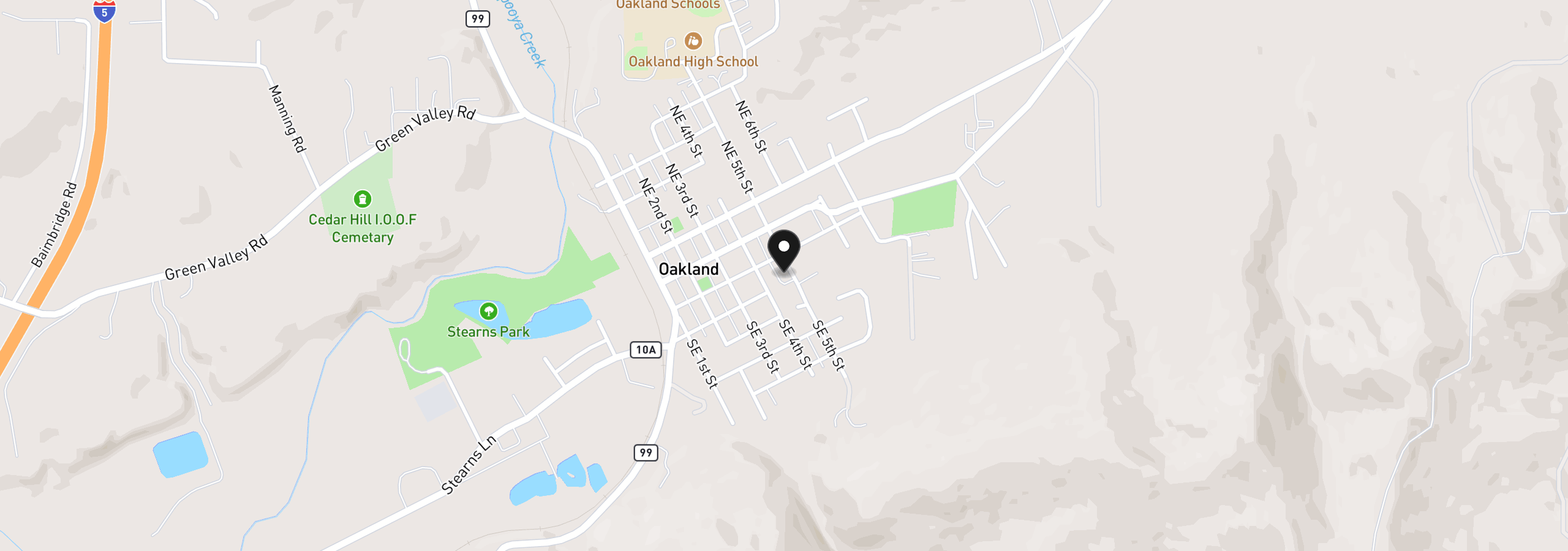 Map showing the location of 215 SE 5th St, Oakland, OR 97462