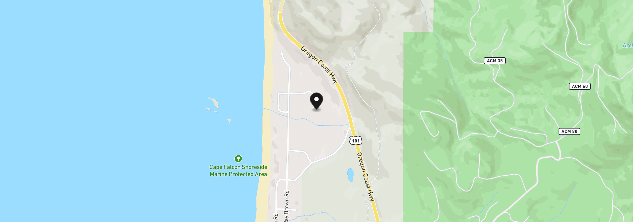 Map showing the location of Clatsop Ln Lot 408, Arch Cape, OR 97102