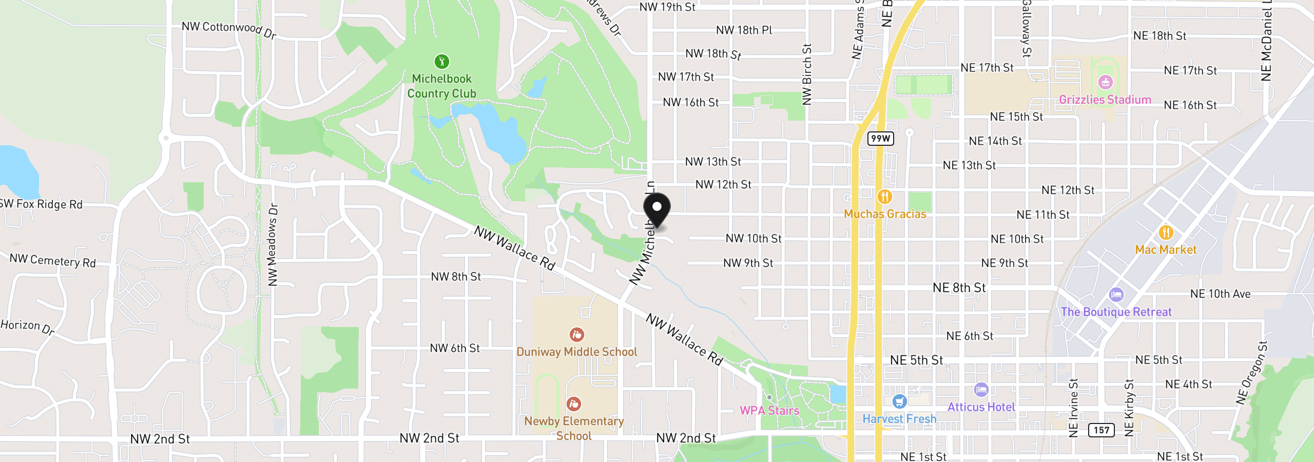 Map showing the location of 793 NW Michelbook Ct, McMinnville, OR 97128