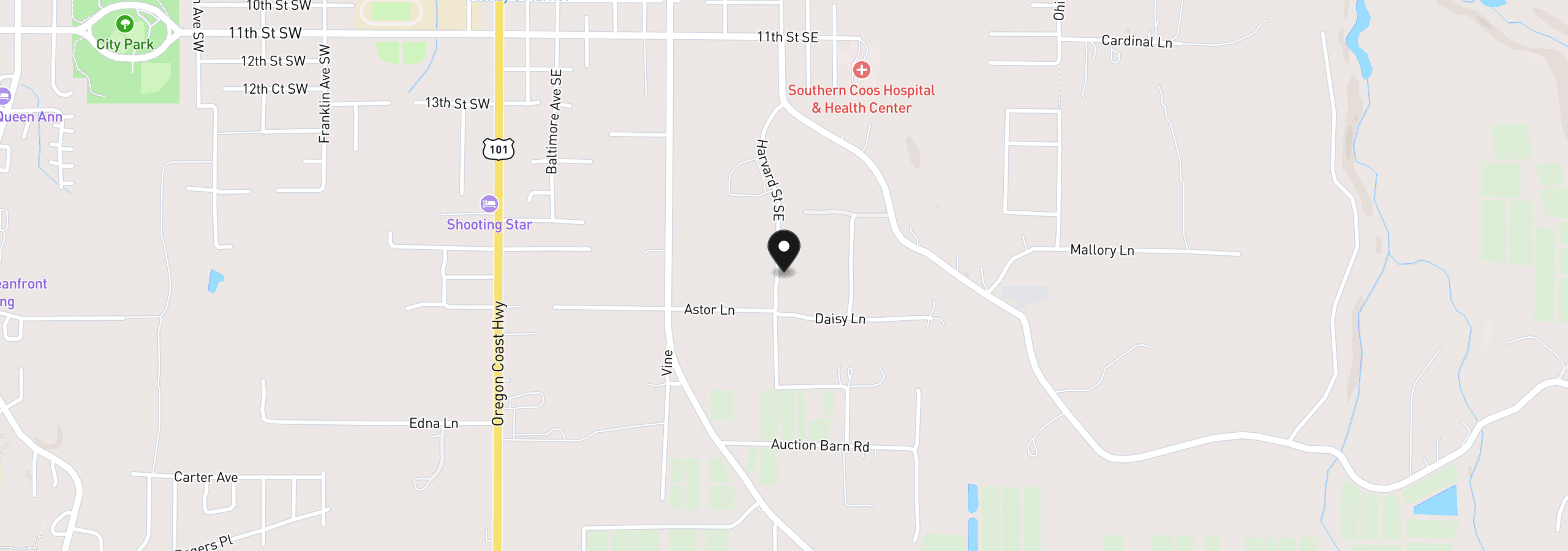 Map showing the location of 87905 Astor Ln, Bandon, OR 97411