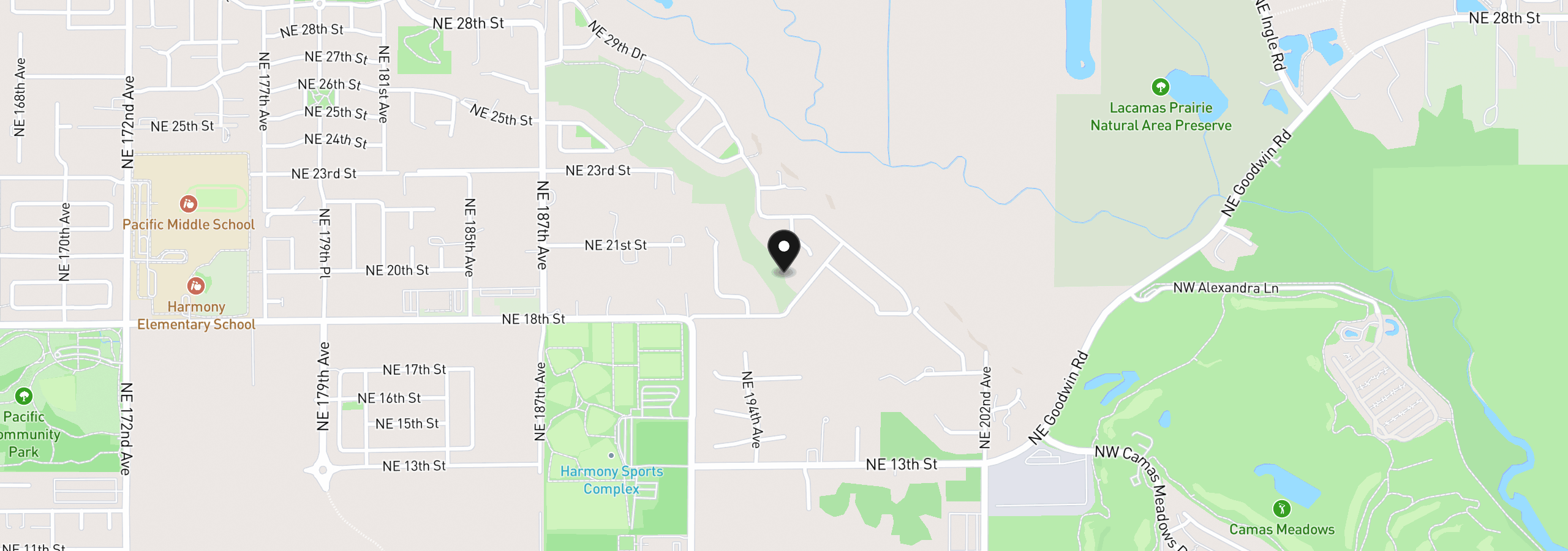 Map showing the location of 1901 NE 196th Ave, Vancouver, Wa 98684